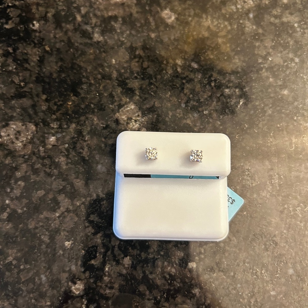 Sterling Silver Moissanite Stud Earrings – 0.441 Carat Each (0.882 CTTW)